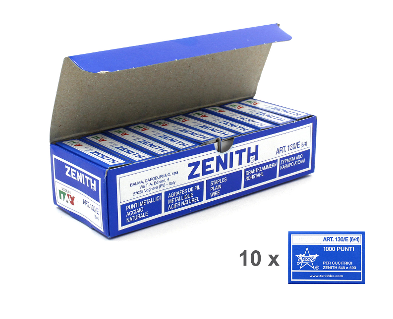 10.000 Punti metallici Zenith 130/E 6/4 confezione 10 scatole da 1.000