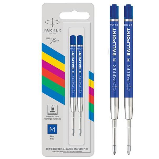 Ricariche penne Parker ballpoint blu punta M confezione da 2