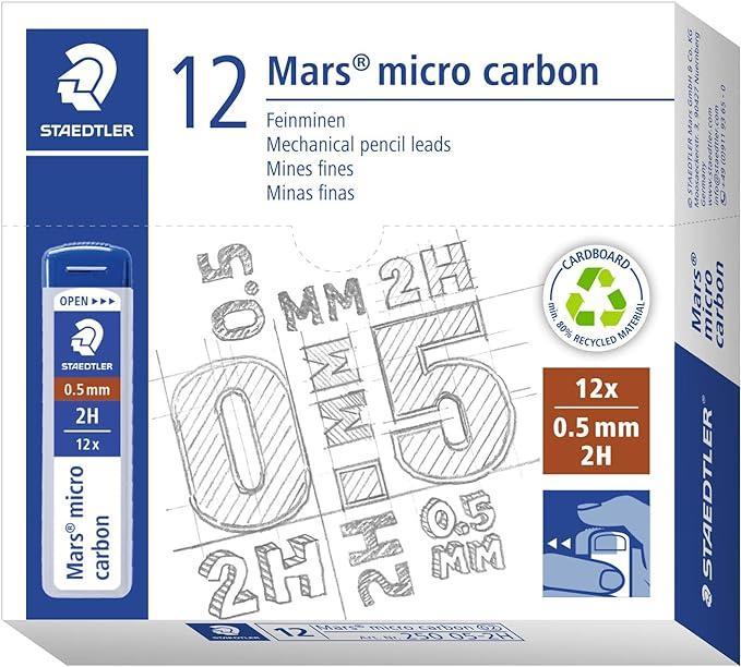 Mine Mars micro carbon confezione da 12 blister x 12 mine 0.5mm 2H