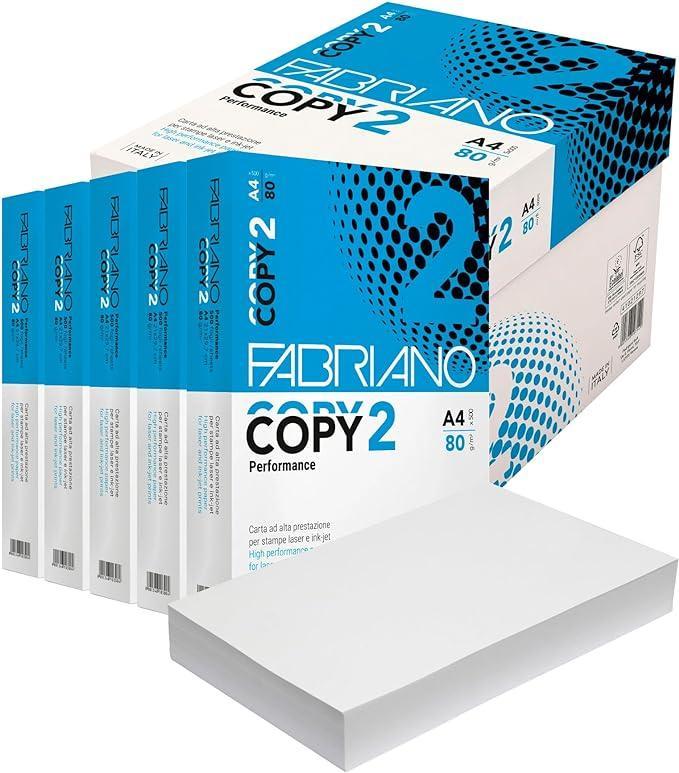 Carta A4 per stampante Fabriano Copy 2  confezione da 5 risme da 500 Fogli