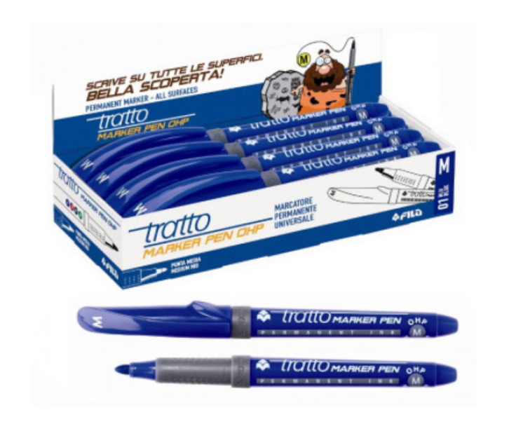 Marcatore Tratto marker pen ohp M blu confezione da 8
