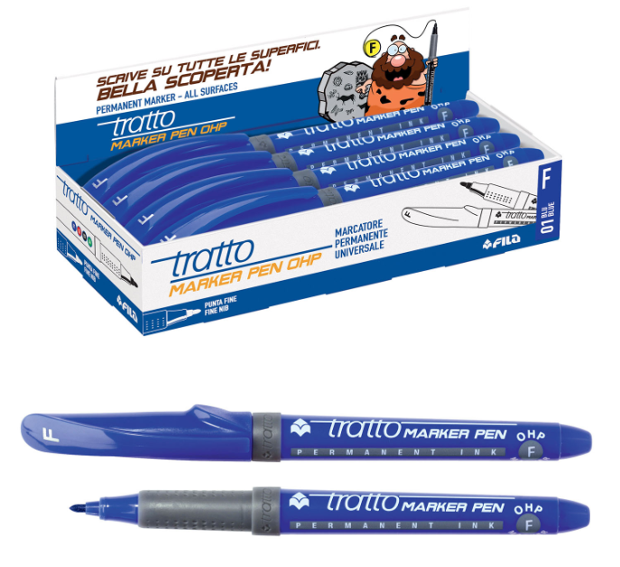 Penna Tratto marker pen ohp F 0.7mm blu confezione da 8