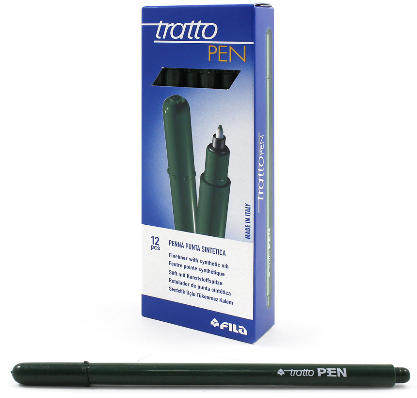 Penna Tratto pen metal verde bosco confezione da 12