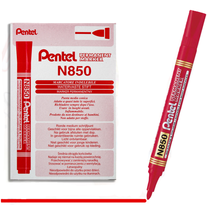 Pennarello Pentel marker rosso n850 confezione da 12