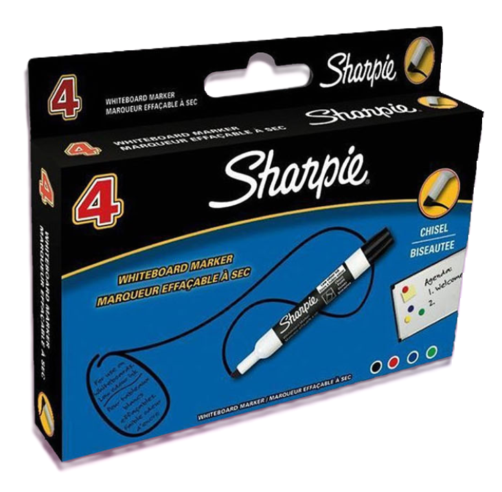Marcatore Sharpie whiteboard p.scalpello confezione da 4 
