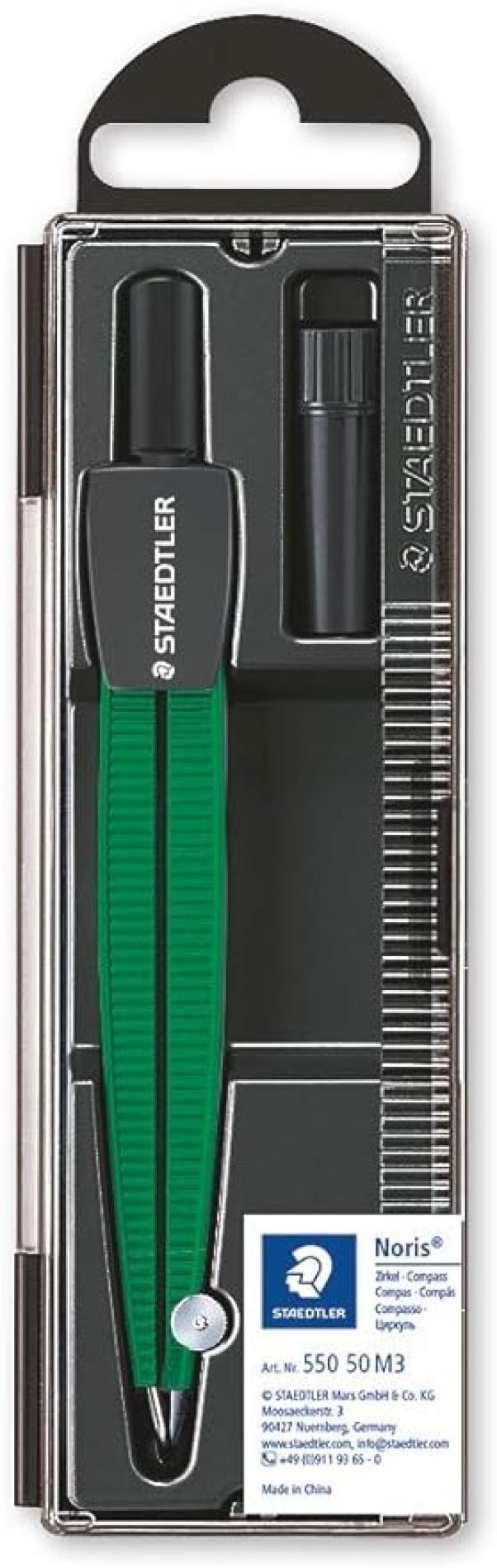 Compasso Staedtler Noris 550 50 M3 verde con riga 13cm