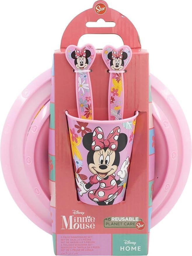Set pranzo Minnie Mouse plastica riutilizzabile 5 pezzi