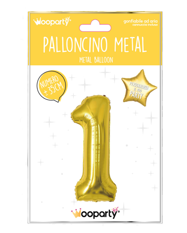 Palloncino N.1 oro metal 35cm