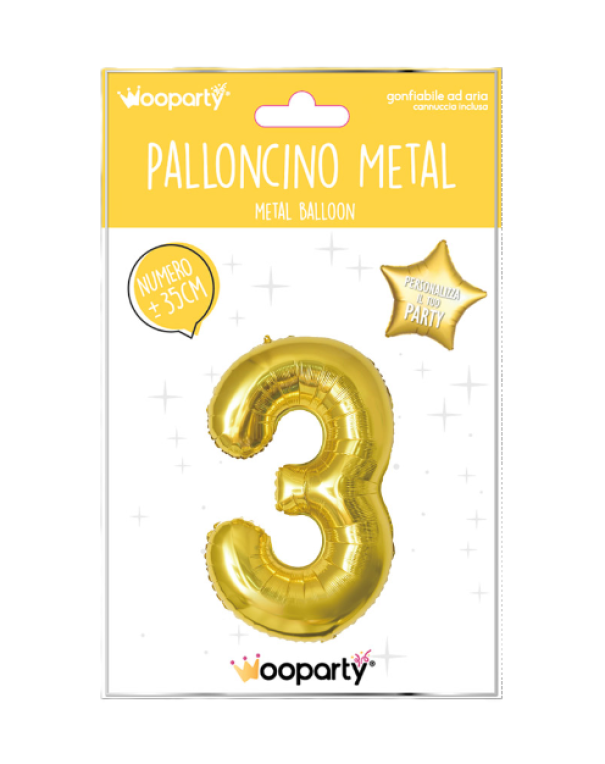 Palloncino N.3 oro metal 35cm