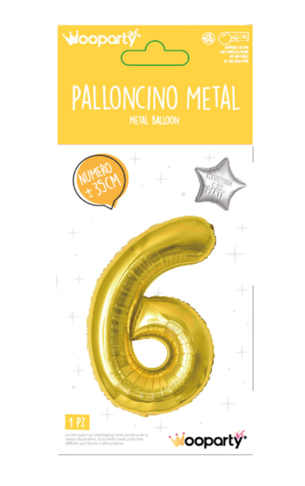 Palloncino N.6 oro metal 35cm