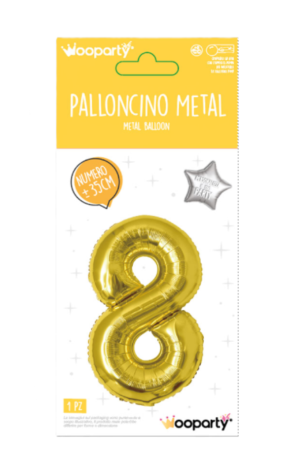 Palloncino N.8 oro metal 35cm