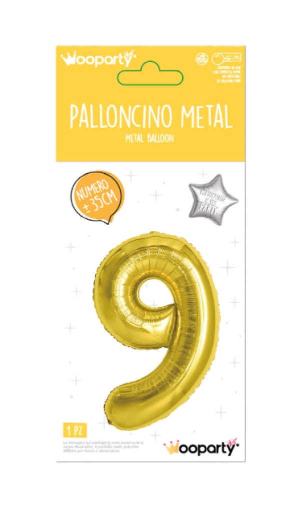 Palloncino N.9 oro metal 35cm