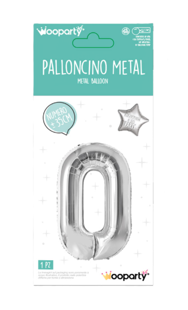 Palloncino N.0 argento metal 35cm