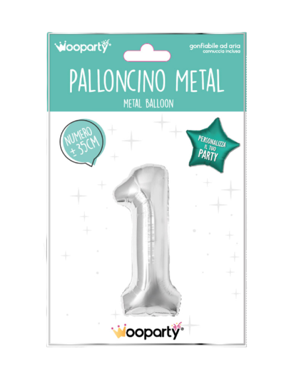 Palloncino N.1 argento metal 35cm