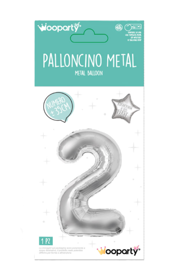 Palloncino N.2 argento metal 35cm