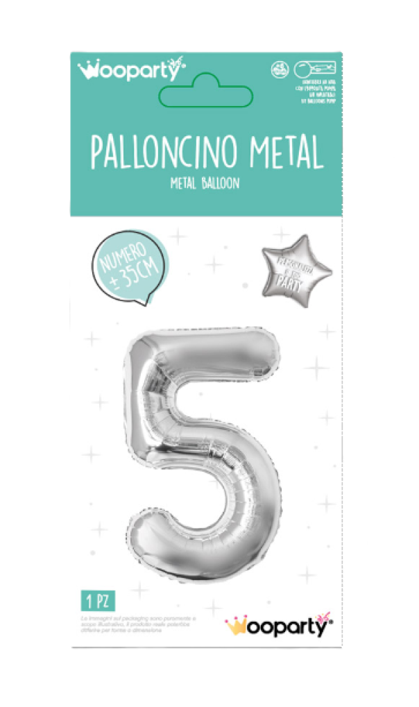 Palloncino N.5 argento metal 35cm
