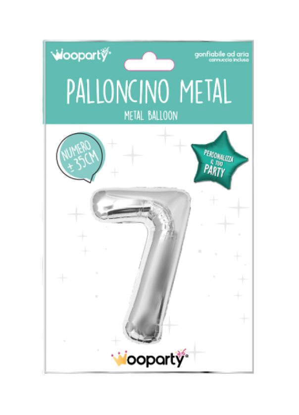 Palloncino N.7 argento metal 35cm