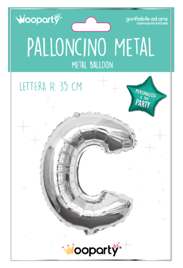 Palloncino lettera C argento metal 35cm