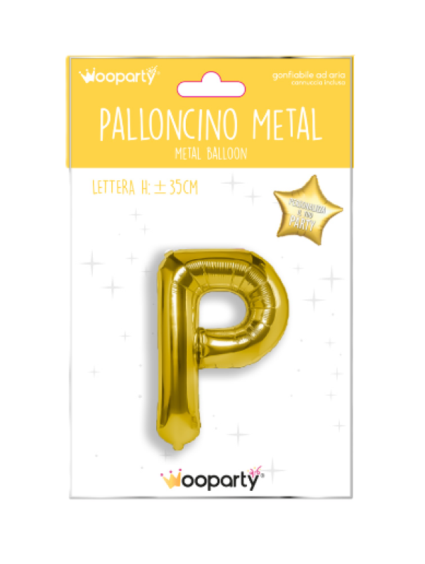 Palloncino lettera P oro metal 35cm