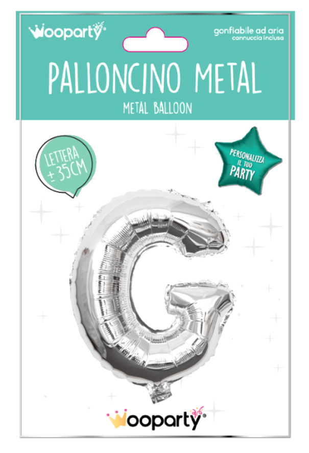 Palloncino lettera G argento metal 35cm