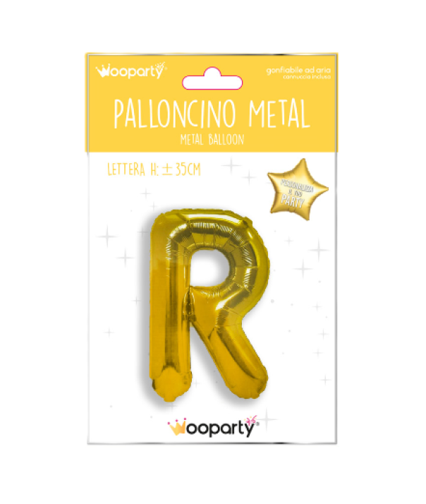 Palloncino lettera R oro metal 35cm