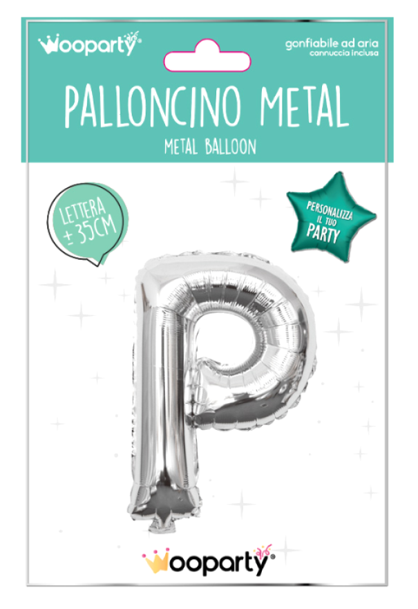Palloncino lettera P argento metal 35cm