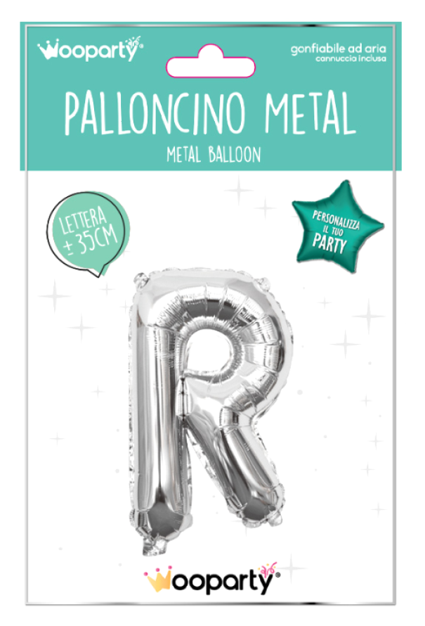 Palloncino lettera R argento metal 35cm