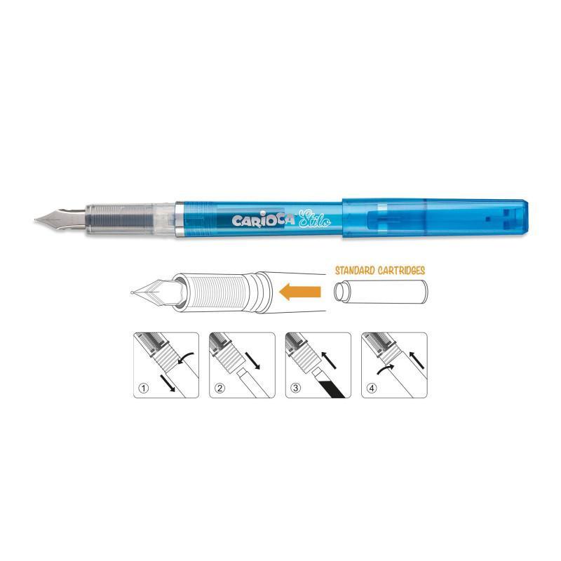 Penna stilografica Carioca stilo con 2 ricariche incluse