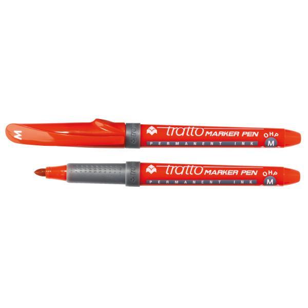 Marcatore Tratto marker pen ohp M rosso confezione da 8