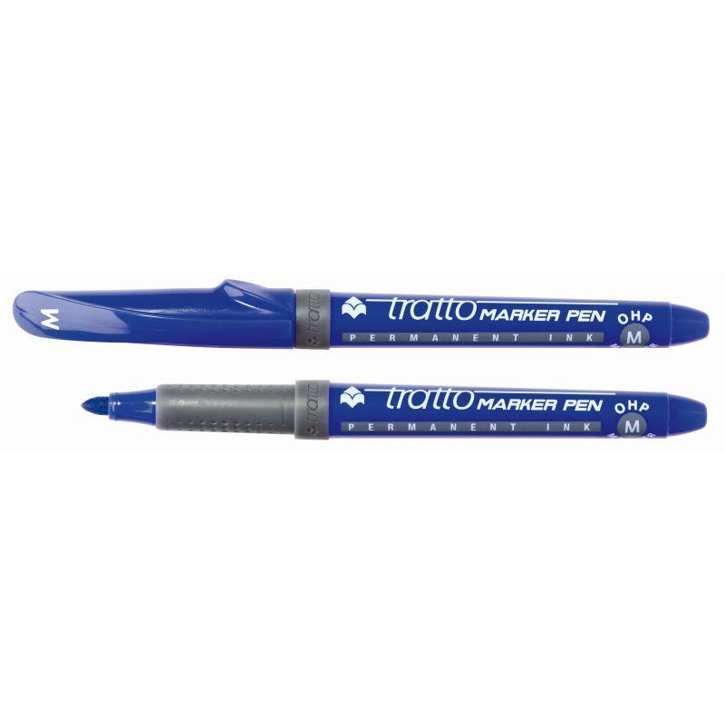 Penna Tratto marker pen ohp F 0.7mm blu confezione da 8