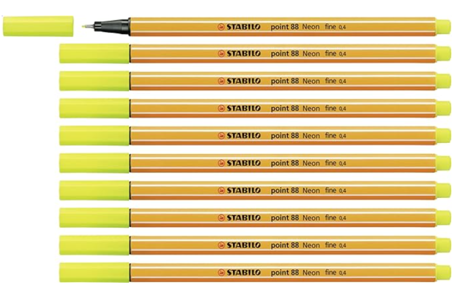 Penna Stabilo point 88 neon giallo confezione da 10