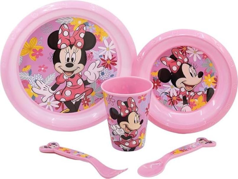 Set pranzo Minnie Mouse plastica riutilizzabile 5 pezzi