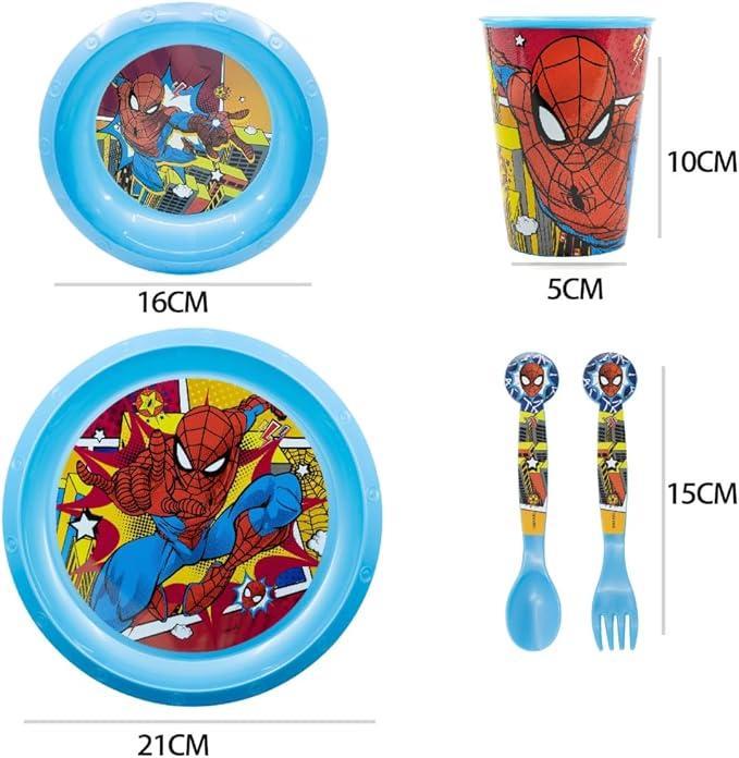 Set pranzo Marvel Spiderman plastica riutilizzabile 5 pezzi