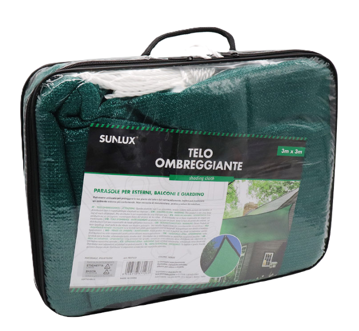 Telo Ombreggiante Verde 3x3 m – 90 g/m² con Corda Inclusa, Protezione Solare e Privacy per Giardini, Terrazze, Recinzioni