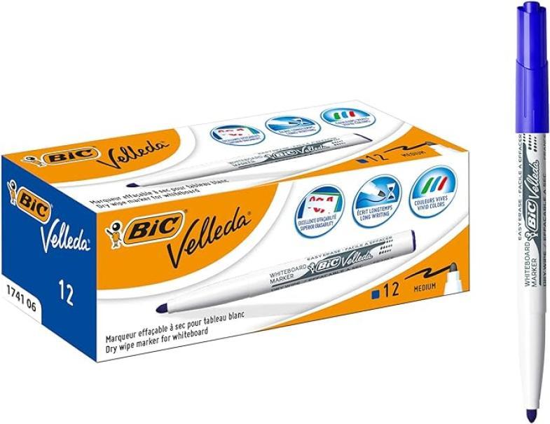 Marcatore Bic Velleda Medium blu confezione da 12