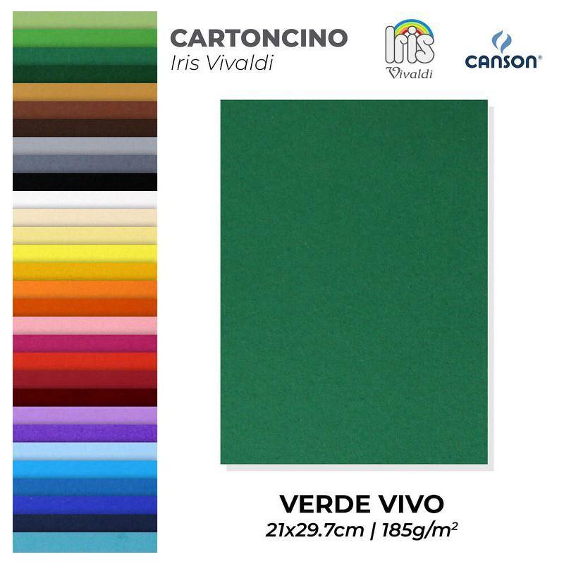 Cartoncino Iris Vivaldi verde vivo A4 confezione da 50
