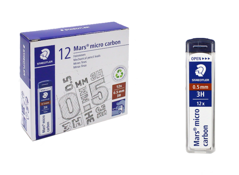 Mine Mars micro carbon confezione da 12 blister x 12 mine 0.5mm 3H