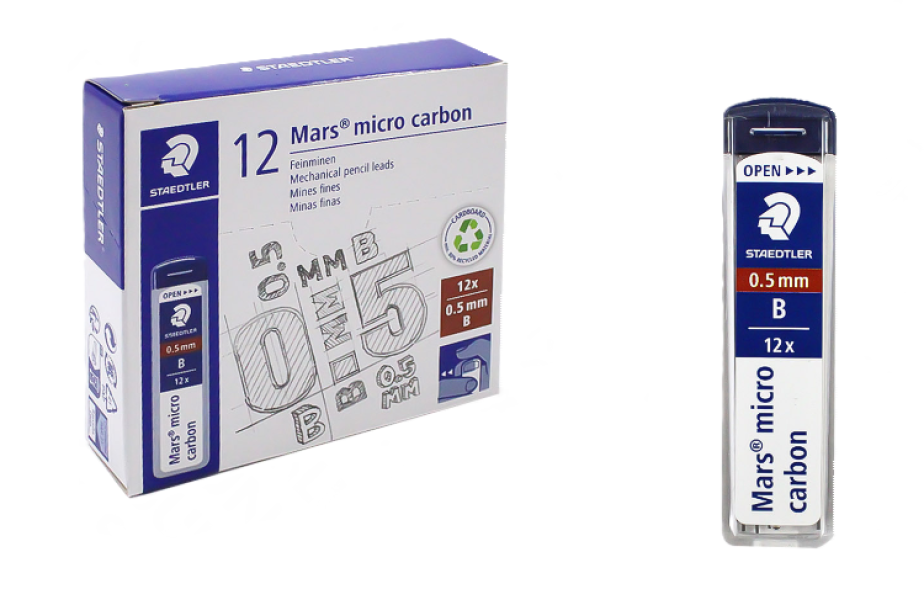 Mine Mars micro carbon confezione da 12 blister x 12 mine 0.5mm B