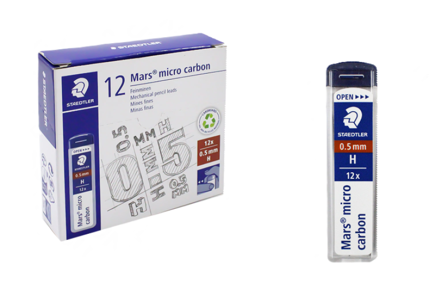 Mine Mars micro carbon confezione da 12 blister x 12 mine 0.5mm H