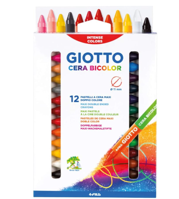 Pastelli a cera Giotto bicolor confezione da 12