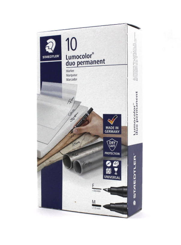 Marcatore 2 punte Staedtler Lumocolor 348 nero confezione da 10