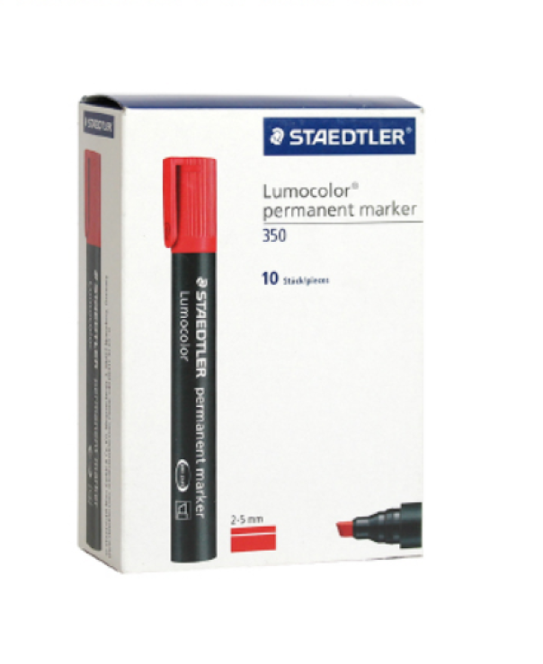 Marcatore Staedtler Lumocolor 350 Rosso p. scalpello confezione da 10