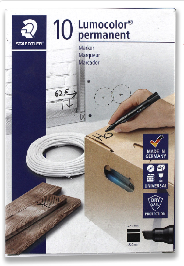 Marcatore Staedtler Lumocolor 350 Nero p. scalpello confezione da 10