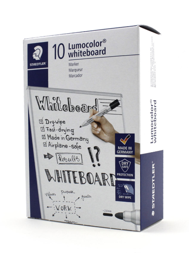 Marcatore Lavagna Staedtler Lumocolor 351 Nero p. tonda confezione da 10