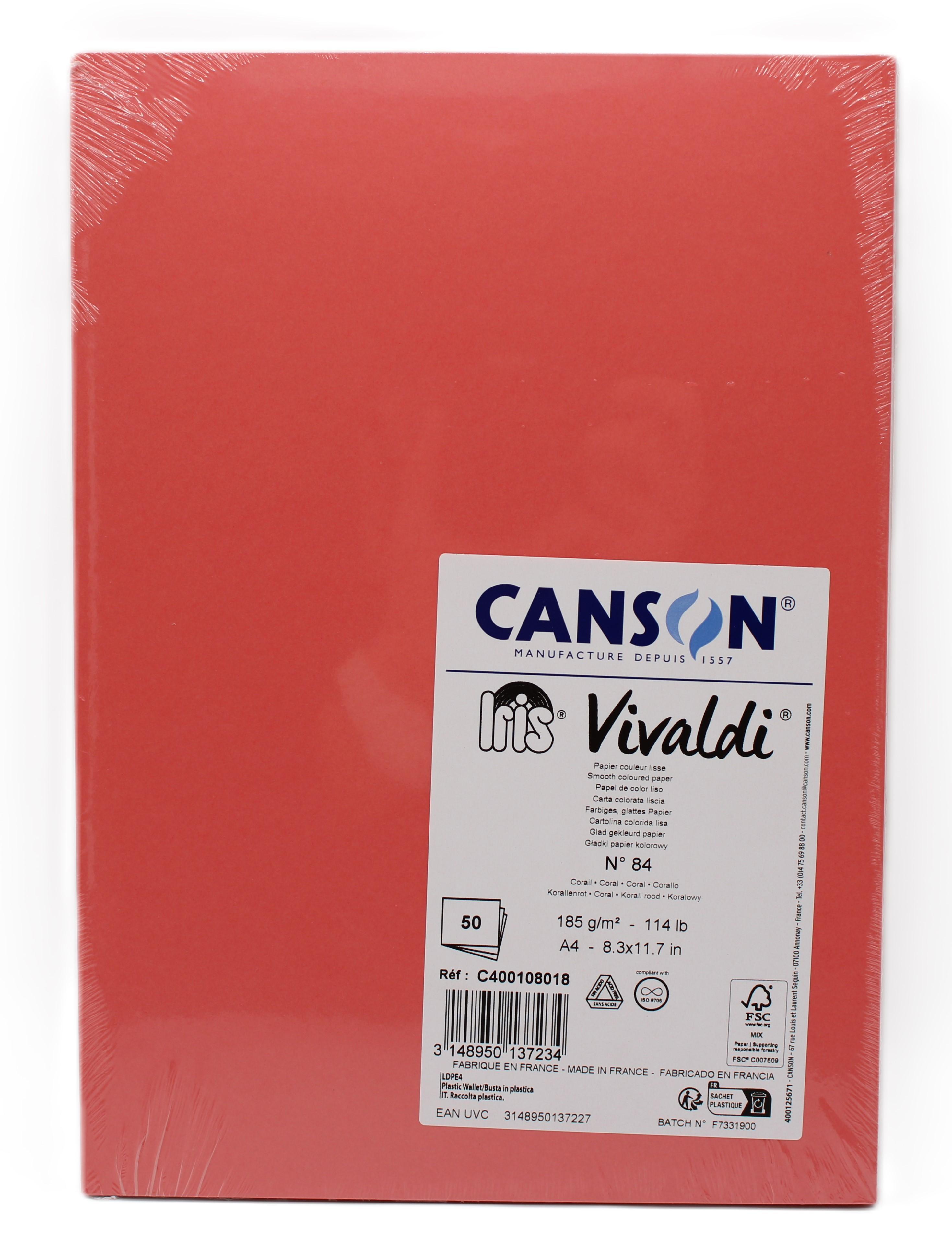 Cartoncino Iris Vivaldi rosso corallo A4 confezione da 50