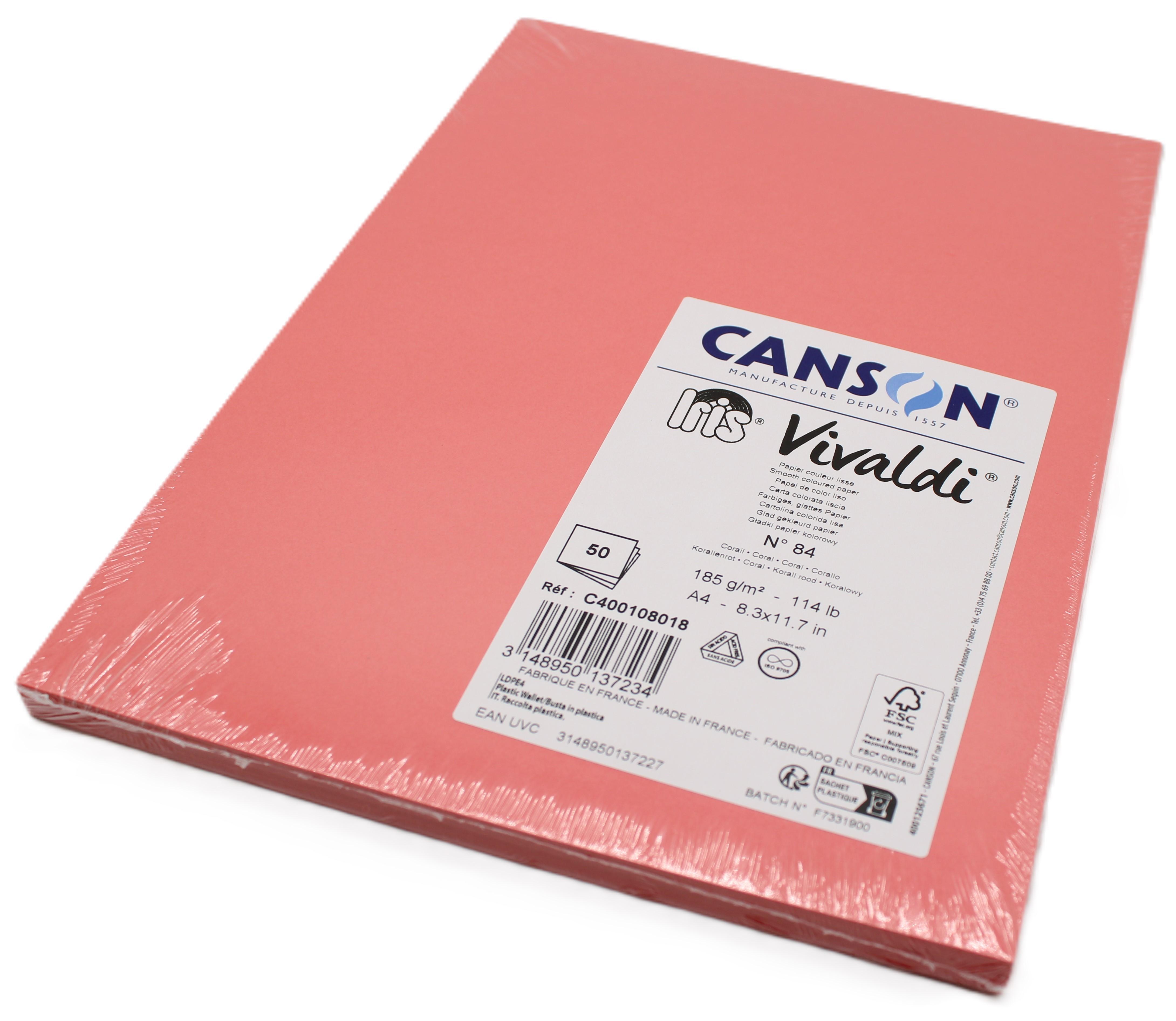 Cartoncino Iris Vivaldi rosso corallo A4 confezione da 50