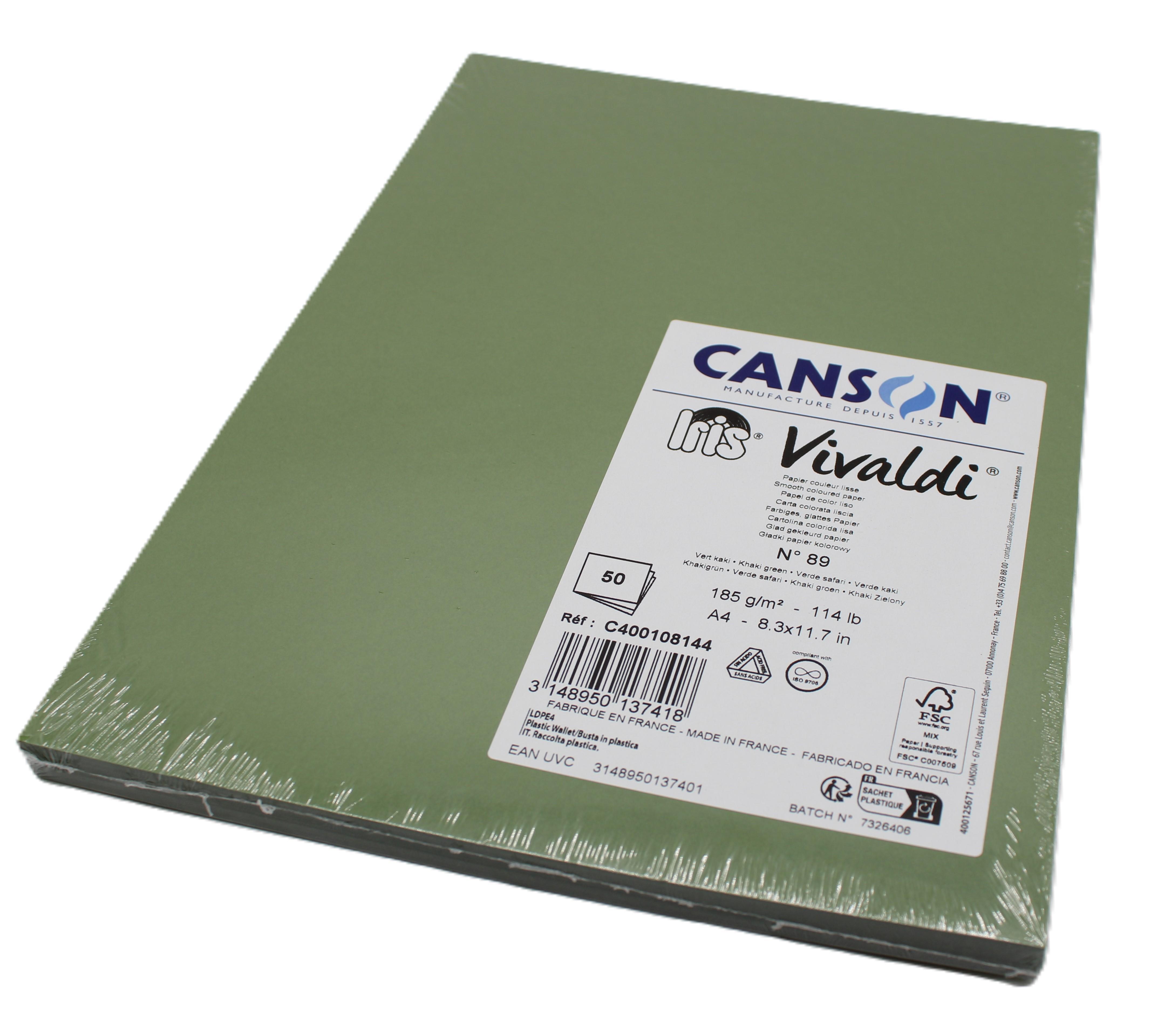 Cartoncino Iris Vivaldi verde safari A4 confezione da 50