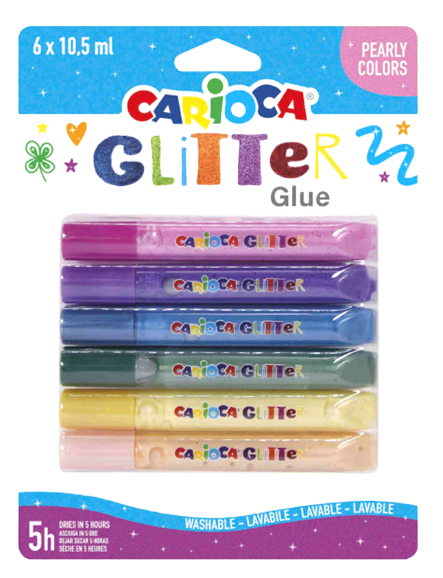 Colla Carioca glitter glue pearly colors 10.5ml confezione da 6
