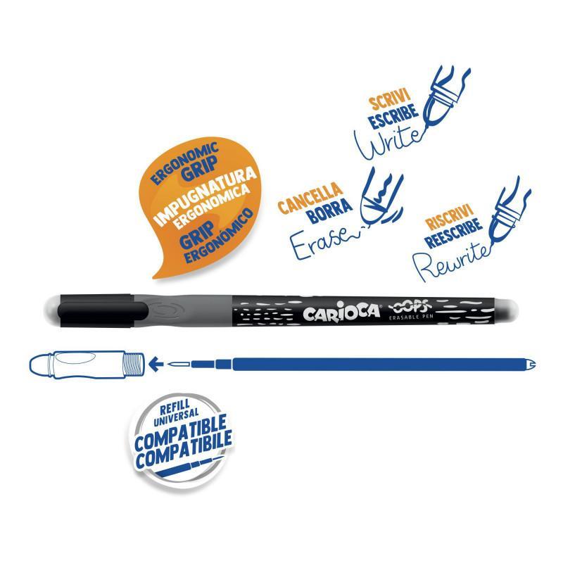Penna cancellabile Carioca oops nero 0.7mm