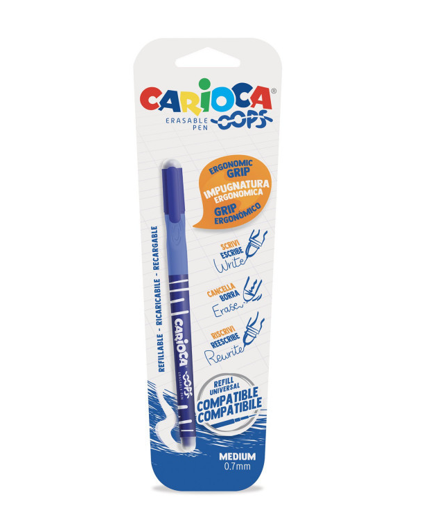 Penna cancellabile Carioca oops blu 0.7mm